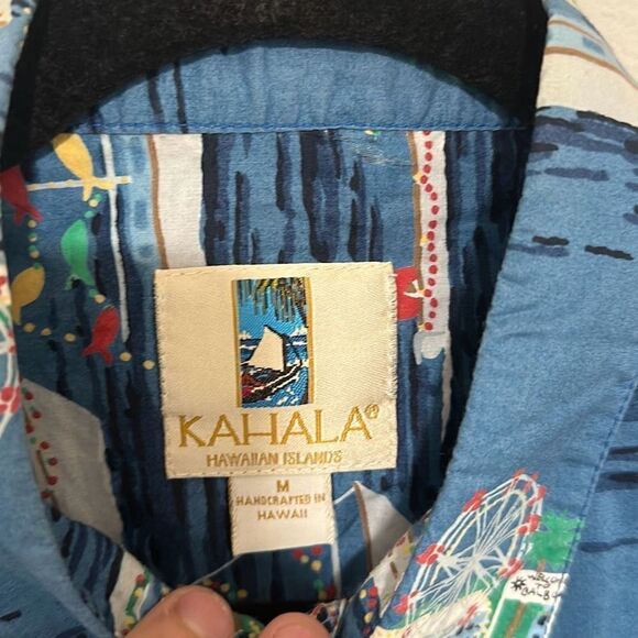 Vintage 90’s Kahala Mens Multicolor Balboa Island Christmas Boat Parade Shirt M - Picture 5 of 7